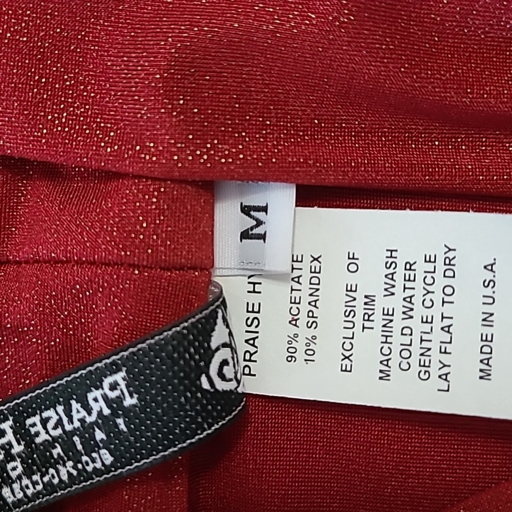 NEW Red Sparkle Jacket Praise Hymn Fashions Foil Knit 3/4 Slv Draping Pointed Md - Picture 8 of 8